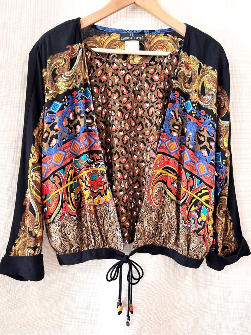 Vintage 90s Whimsigoth Baroque Print Shirt Carole Little Romantic Art to Wear - Picture 3 of 15
